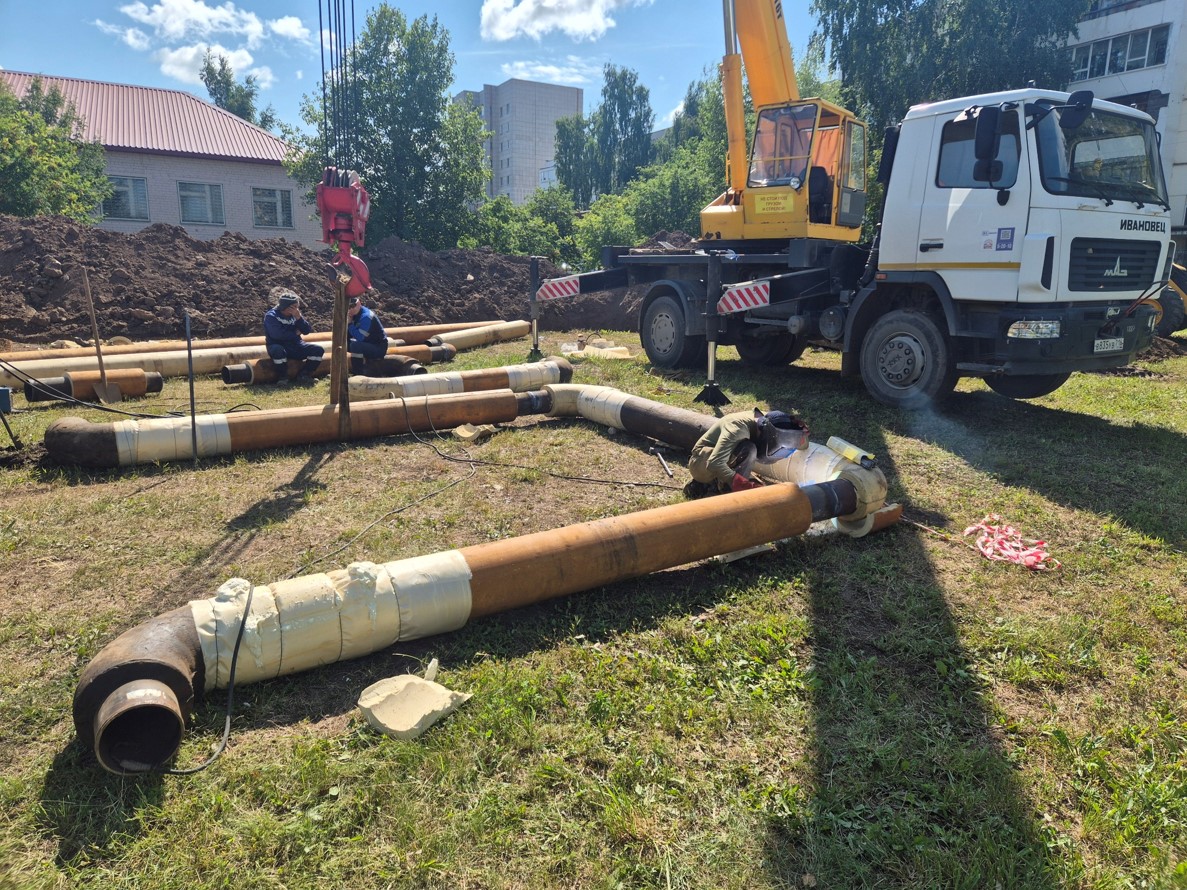 Ремонт участка теплосети в Елабуге