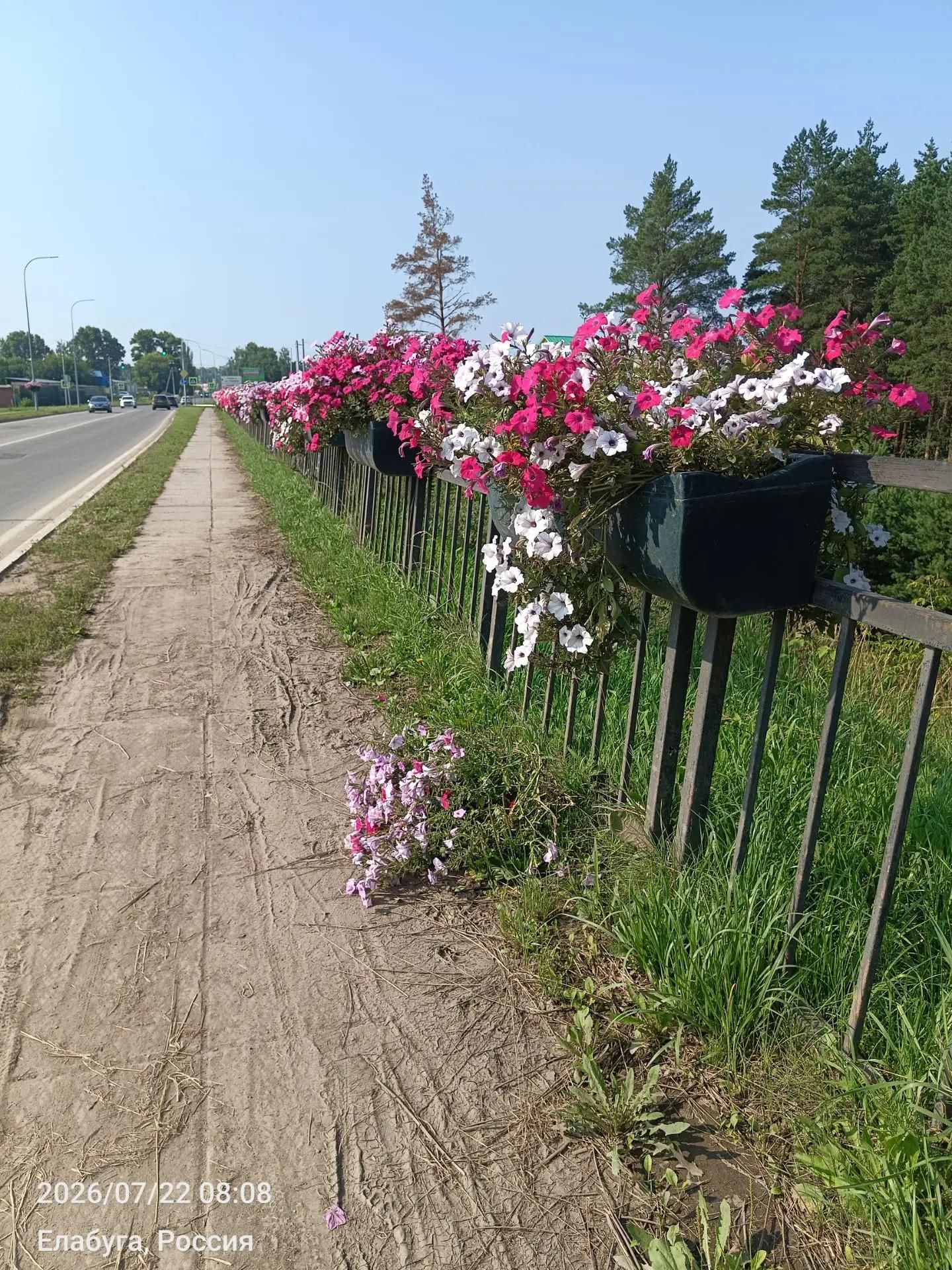 В Елабуге сбросили цветочные вазоны с моста на улице Строителей