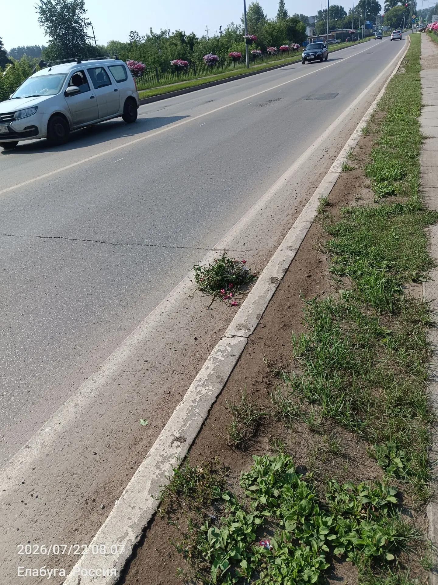 В Елабуге сбросили цветочные вазоны с моста на улице Строителей