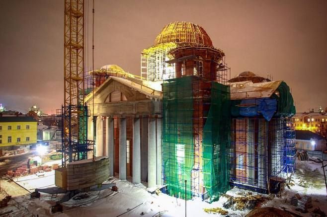 Завершено бетонирование центрального купола собора Казанской иконы Богоматери