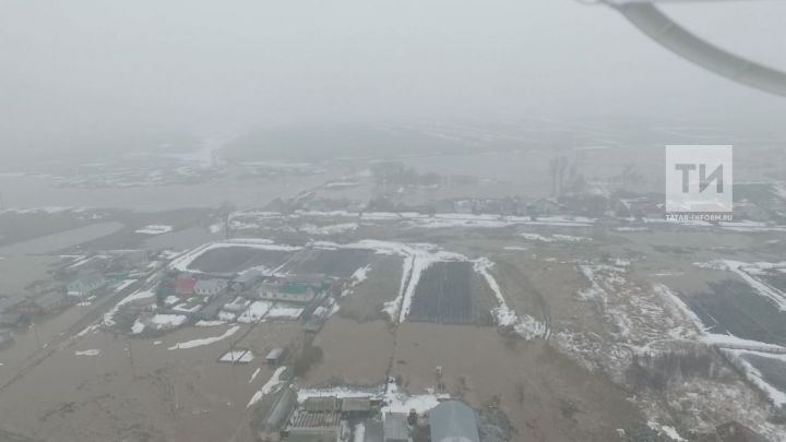 Беспилотник МЧС снял на видео подтопленное село Федоровское в Татарстане