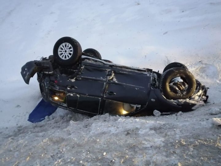 Водитель пострадал в опрокинувшемся в кювет автомобиле в Елабужском районе