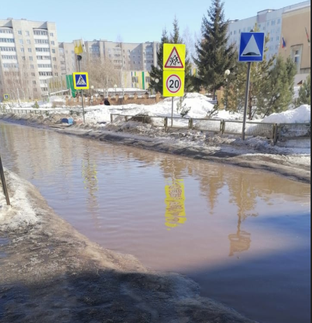 Елабужане пожаловались на затопленный вход к школе