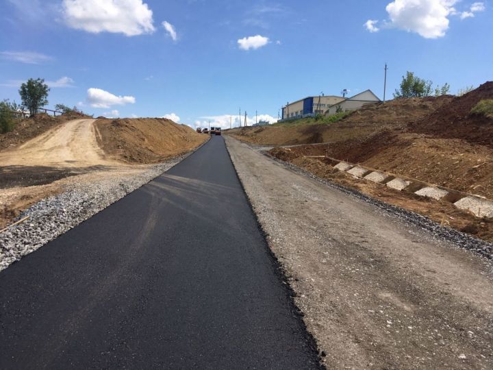 Рабочие кладут асфальт на Колосовской дороге