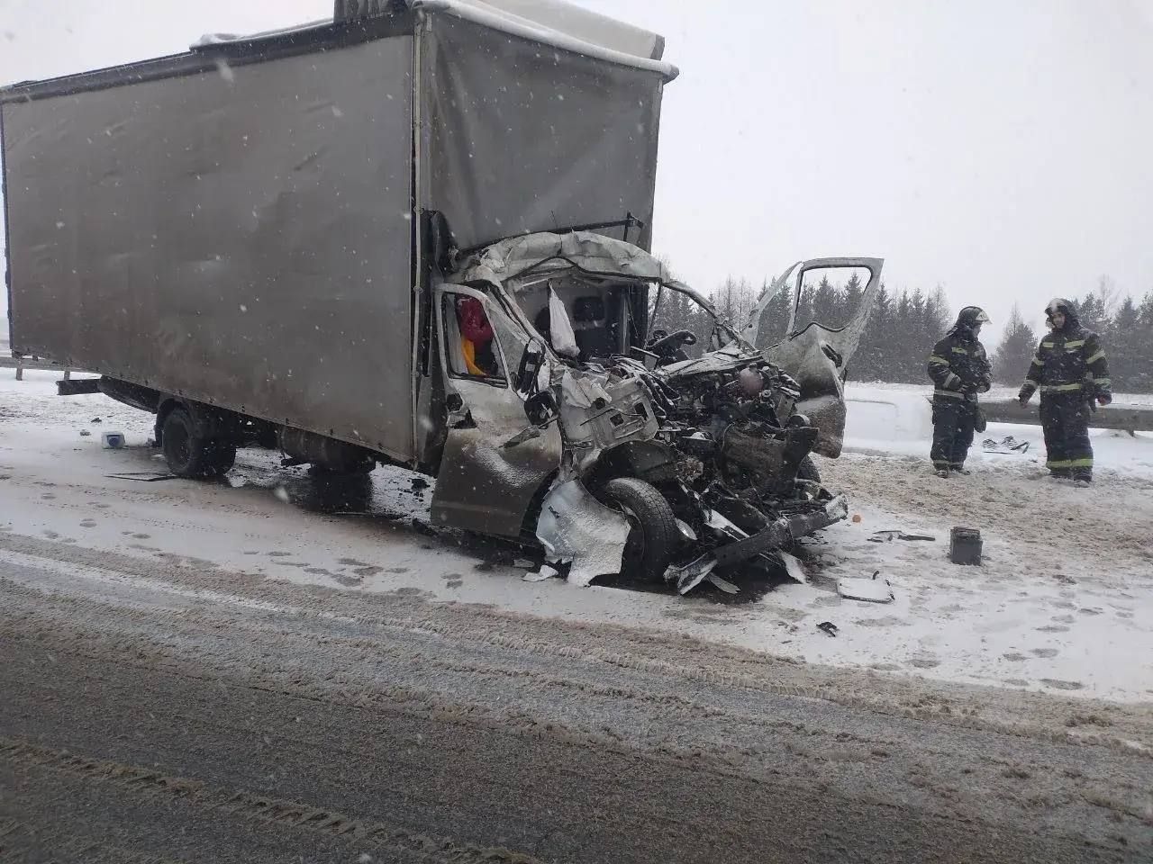 Водитель в реанимации: на трассе под Елабугой грузовик врезался в дорожную машину