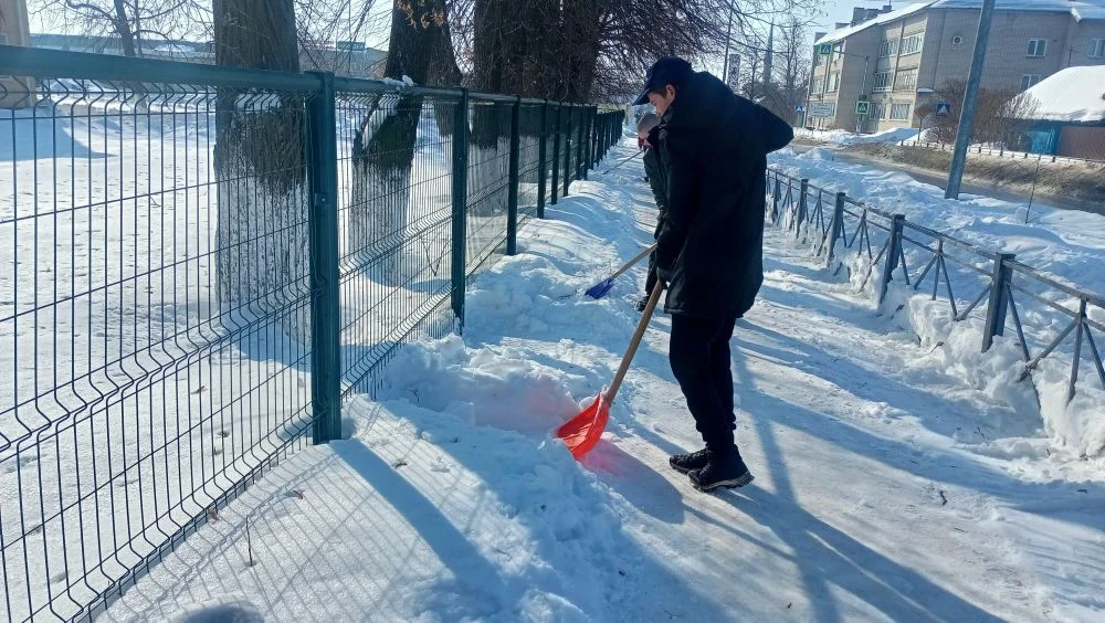 Студенты Елабужского политехнического колледжа вышли на уборку снега