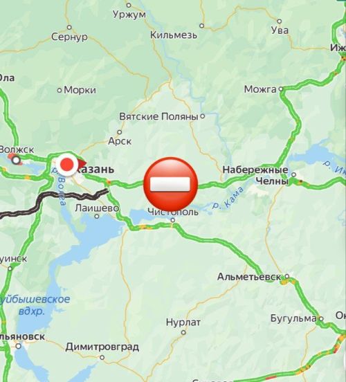 В Татарстане на трассе М-7 «Волга» ввели ограничение движения для всех видов транспорта