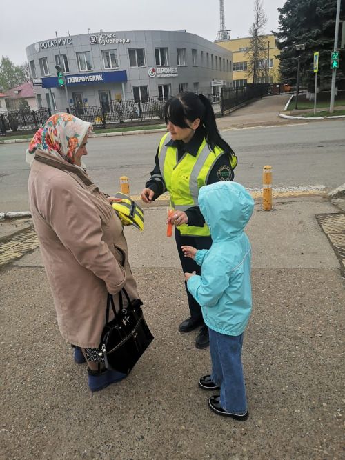 В Елабуге госавтоинспекторы и дошкольники провели акцию «Стань заметнее»