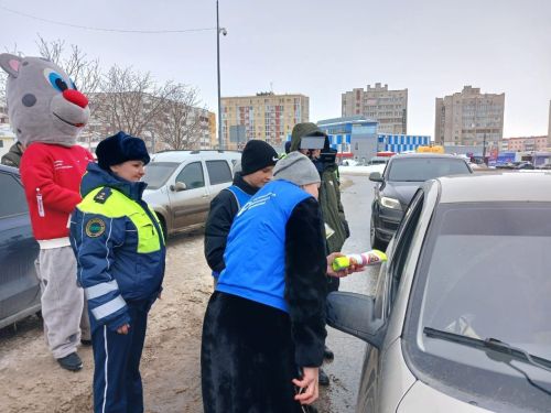 Госавтоинспекторы Елабуги поздравили автоледи с наступающим 8 Марта