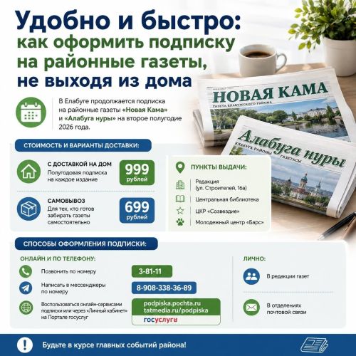 Подписка на «Новую Каму» и «Алабуга нуры» завершается