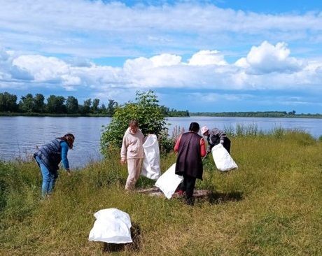 Жители села Большое Елово Елабужского района очищают берег Вятки