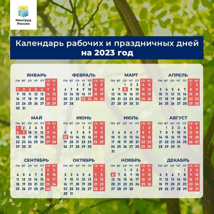 Министерство труда подготовило проект выходных и праздничных дней на 2023 год