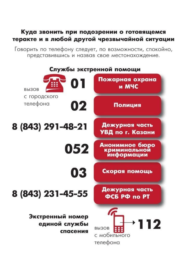 Елабужанам напоминают, куда звонить при чрезвычайной ситуации
